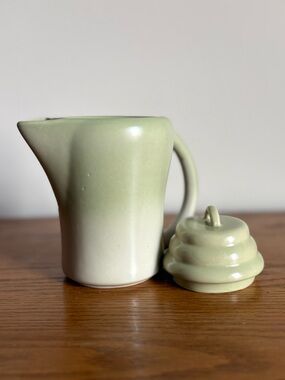 Ceramic Mid Modern Green Ombre Teapot with Lid